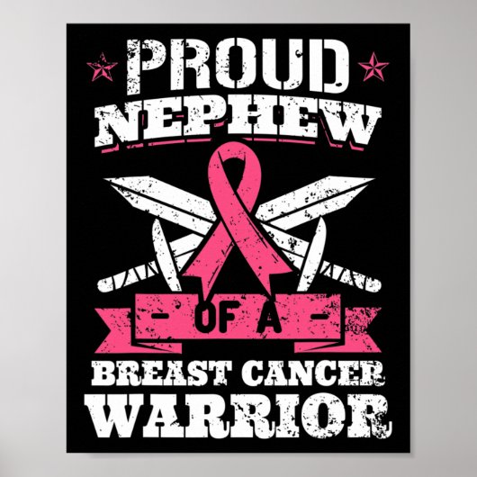 Neffe Brustkrebs Krieger rosa Bewusstseinsrippe Poster (Vorne)