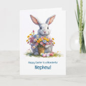 Neffe Frohe Ostern mit süßem Häschen Karte (Vorderseite)