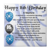 Neffe-Gedicht - 16. Geburtstag Fliese (Vorderseite)
