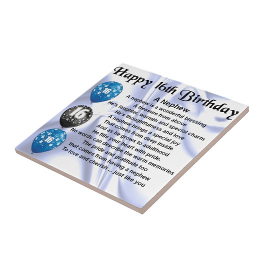 Neffe-Gedicht - 16. Geburtstag Fliese (Seite)