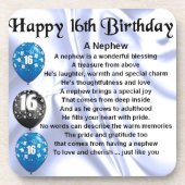 Neffe-Gedicht - 16. Geburtstag Untersetzer (Vorderseite)