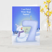 Neffe Glücklicher 7. Geburtstag Schneemann Karte (Gelbe Blume)