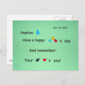 Neffe, glücklicher Valentinstag! Feiertagspostkarte (Vorne/Hinten)
