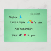 Neffe, glücklicher Valentinstag! Feiertagspostkarte (Vorderseite)