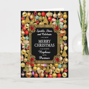 Neffe und Partner Frohe Weihnachten mit Ornamenten