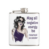 Negative Energie wird an Absender zurückgegeben Flachmann (Vorderseite)