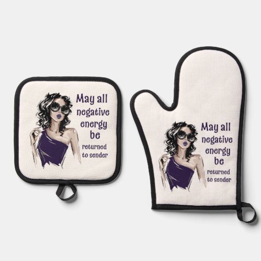 Negative Energie wird an Absender zurückgegeben Ofenhandschuh & Topflappen-Set (Vorderseite)