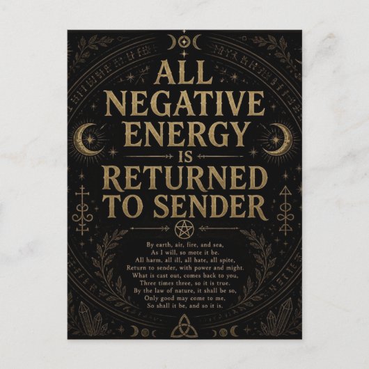 Negative Energie wird an den Absender zurückgegebe Postkarte (Vorderseite)