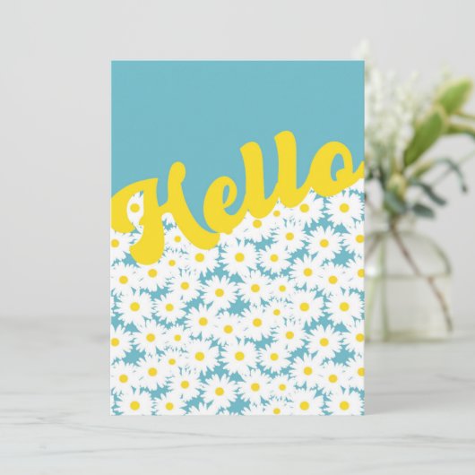 Negative Space Daisies Hallo Denken Sie an Sie Dankeskarte (Stehend Vorderseite)