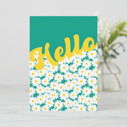 Negative Space Daisies Hallo Denken Sie an Sie Dankeskarte (Stehend Vorderseite)