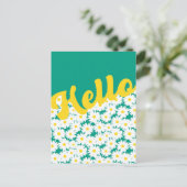 Negative Space Daisies Hallo Denken Sie an Sie Postkarte (Stehend Vorderseite)