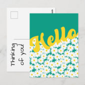 Negative Space Daisies Hallo Denken Sie an Sie Postkarte (Vorne/Hinten)