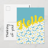 Negative Space Daisies Hallo Denken Sie an Sie Postkarte (Vorne/Hinten)