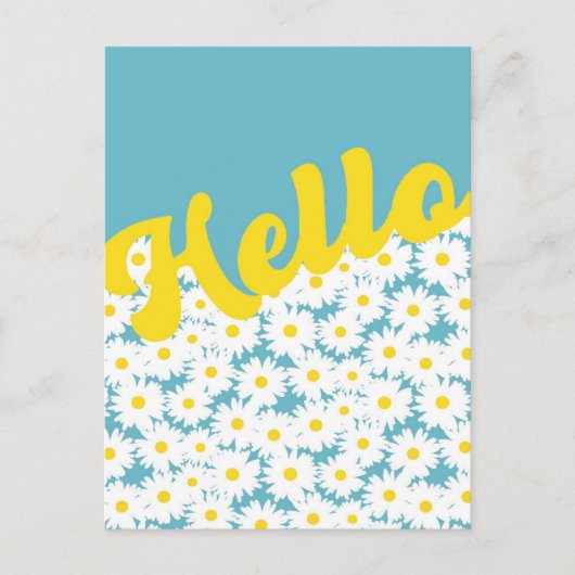 Negative Space Daisies Hallo Denken Sie an Sie Postkarte (Vorderseite)