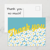 Negative Space Daisies Vielen Dank auf blau Postkarte (Vorne/Hinten)