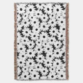 Negative Space Daisies weiß auf schwarz Decke (Vorderseite Vertikal)