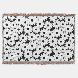 Negative Space Daisies weiß auf schwarz Decke