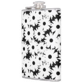 Negative Space Daisies weiß auf schwarz Flachmann (Links)