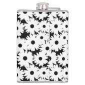 Negative Space Daisies weiß auf schwarz Flachmann (Rückseite)