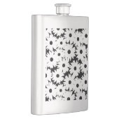 Negative Space Daisies weiß auf schwarz Flachmann (Rechts)