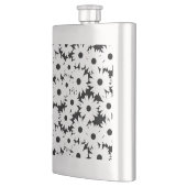 Negative Space Daisies weiß auf schwarz Flachmann (Links)
