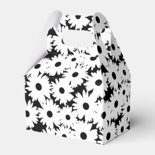 Negative Space Daisies weiß auf schwarz Geschenkschachtel
