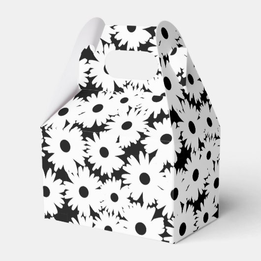 Negative Space Daisies weiß auf schwarz Geschenkschachtel (Vorderseite)