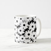 Negative Space Daisies weiß auf schwarz Kaffeetasse (VorderseiteRechts)