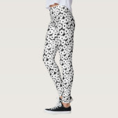Negative Space Daisies weiß auf schwarz Leggings (Links)