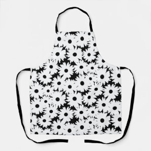 Negative Space Daisies weiß auf schwarz Schürze