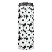 Negative Space Daisies weiß auf schwarz Thermosbecher (Rückseite)