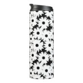 Negative Space Daisies weiß auf schwarz Thermosbecher (Nach rechts gedreht)