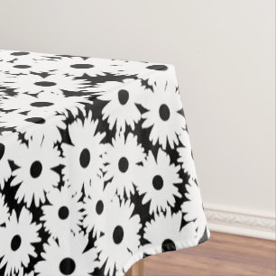Negative Space Daisies weiß auf schwarz Tischdecke