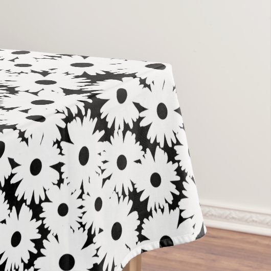 Negative Space Daisies weiß auf schwarz Tischdecke (Beispiel)