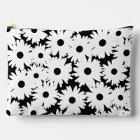 Negative Space Daisies weiß auf schwarz