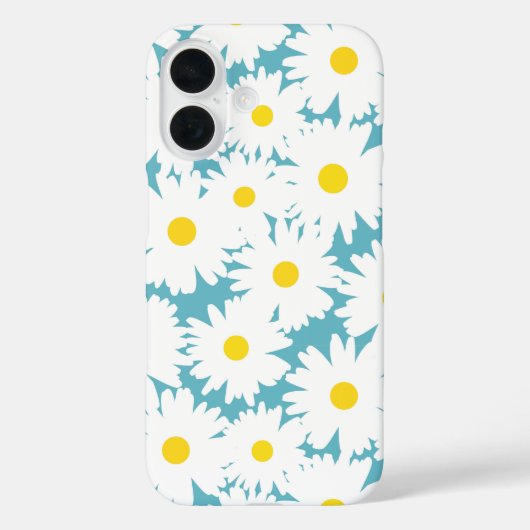 Negative Space Daisies weiß gelb auf blau Case-Mate iPhone Hülle (Rückseite)