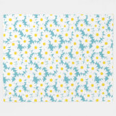 Negative Space Daisies weiß gelb auf blau Fleecedecke (Vorderseite (Horizontal))