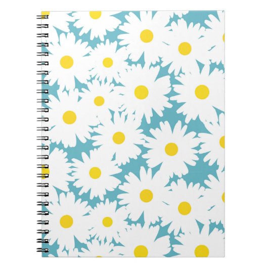 Negative Space Daisies weiß gelb auf blau Notizblock (Vorderseite)