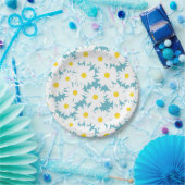 Negative Space Daisies weiß gelb auf blau Pappteller (Party)