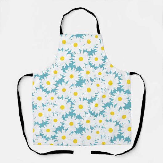 Negative Space Daisies weiß gelb auf blau Schürze (Vorderseite)