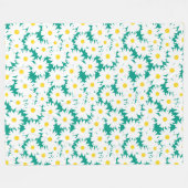 Negative Space Daisies weiß gelb auf grün Fleecedecke (Vorderseite (Horizontal))