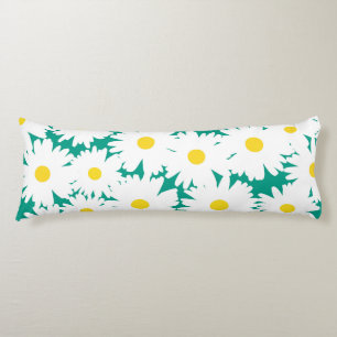 Negative Space Daisies weiß gelb auf grün Seitenschläferkissen