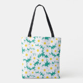 Negative Space Daisies weiß gelb auf grün Tasche (Rückseite)