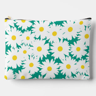 Negative Space Daisies weiß gelb auf grün Zubehörtasche