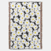 Negative Space Daisies weiß gelb auf schwarz Decke (Vorderseite Vertikal)