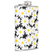 Negative Space Daisies weiß gelb auf schwarz Flachmann (Rechts)