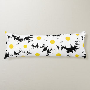 Negative Space Daisies weiß gelb auf schwarz Seitenschläferkissen