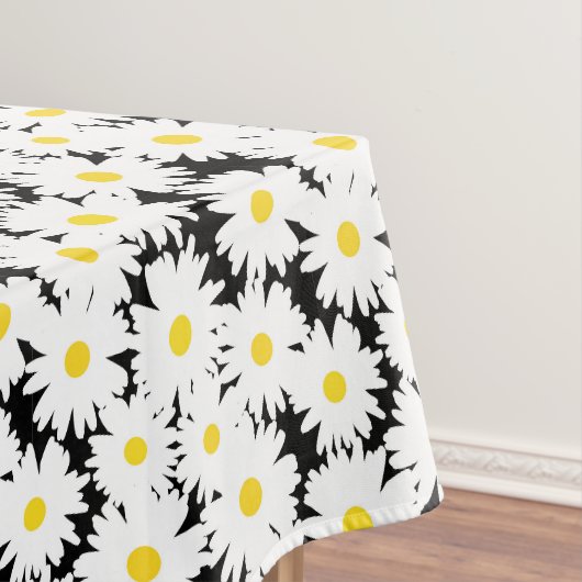 Negative Space Daisies weiß gelb auf schwarz Tischdecke (Beispiel)