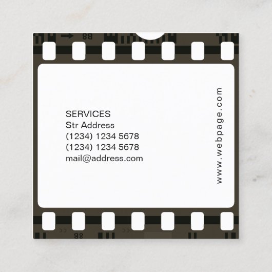 Negativer Film Quadratische Visitenkarte (Rückseite)