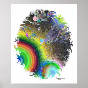 Negativer Sonnenbrust-Oval-Rahmen, Kunstsignatur Poster